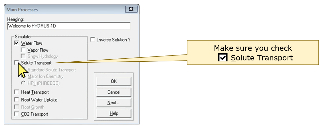 Main Processes dialog screenshot