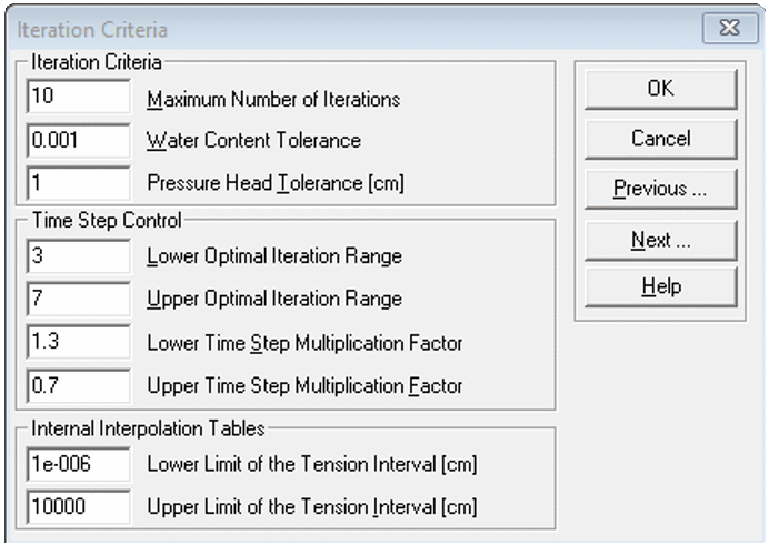 Iteration Criteria dialog screenshot