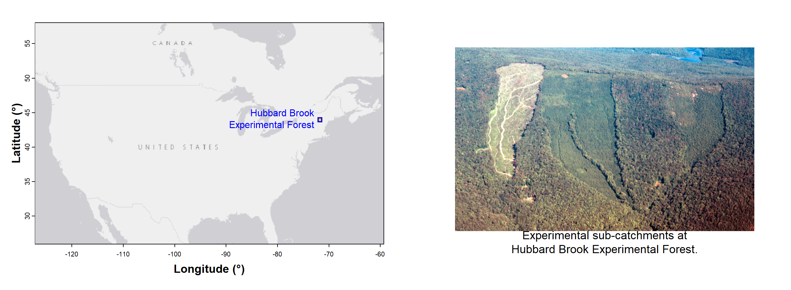 Figure 1: Location of the Hubbard Brook Experimental Forest in New Hampshire, USA. The data used in this workshop were generated at this site.