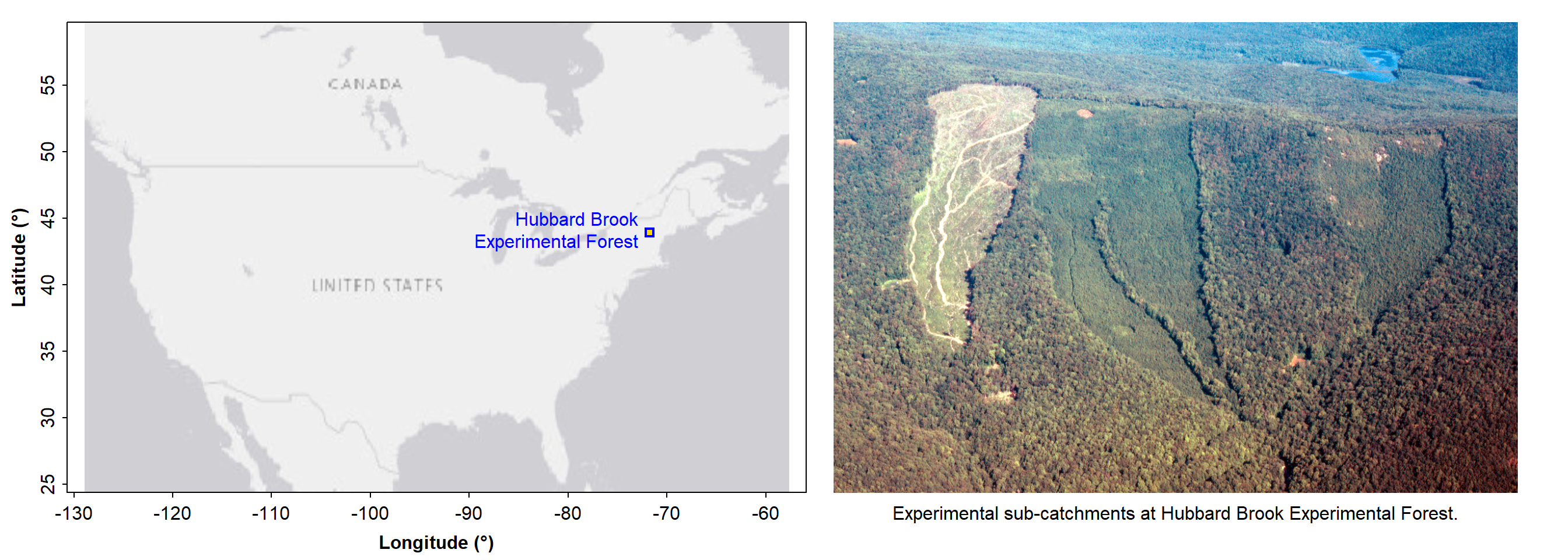 Location of the Hubbard Brook Experimental Forest in New Hampshire, USA. The data used in this workshop were generated at this site.