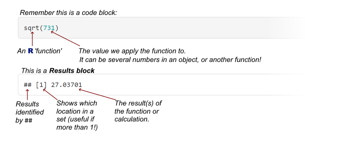 Figure 2: Understanding simple R functions and output.